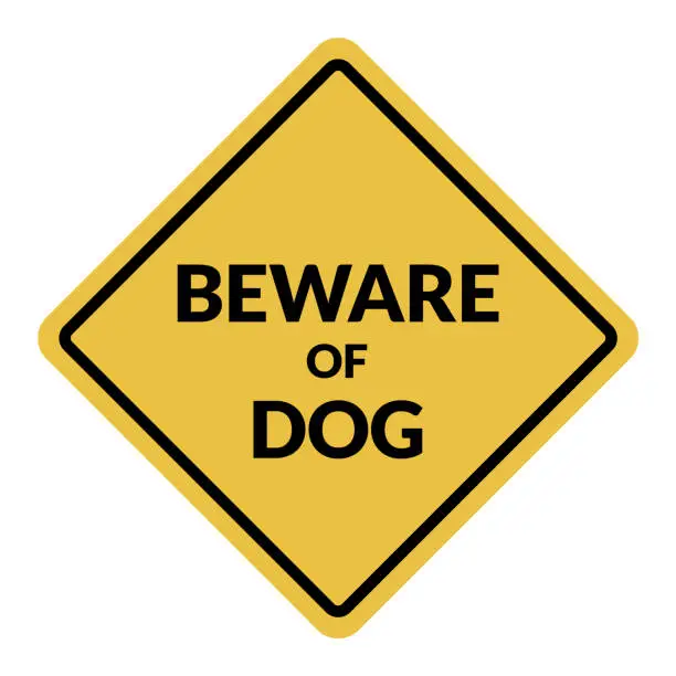 Vector illustration of Warning Beware Of Dog Symbol Sign.