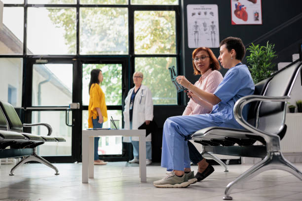 istock Medical nurse holding radiography scan 1436713110