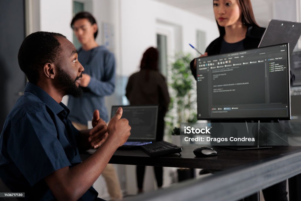 Data Script Development Services Diverse Group Of Web Developers Analyzing Html Code And Comparing Data ...