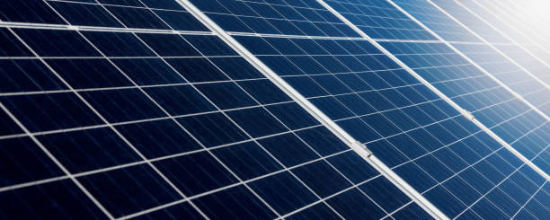 solar panels closeup. renewable energy. banner stock photo