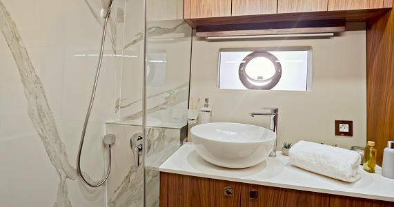 Large sink in luxury yacht.