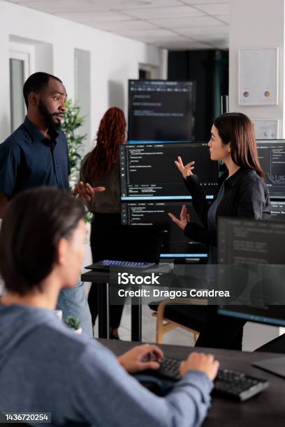 Software Developer Programming Source Code Algorithm On Computer Stock ...