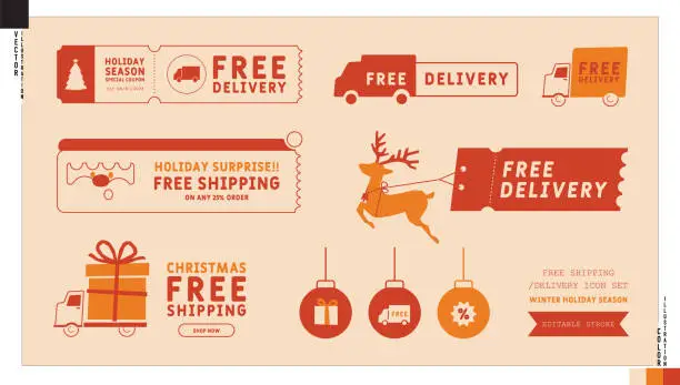 Vector illustration of Free Delivery icon_xmas promotion