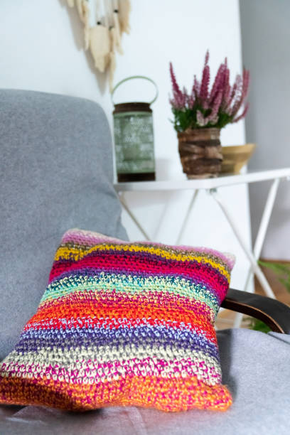 istock Colorful craft textile bedspread and pillow 1436725576
