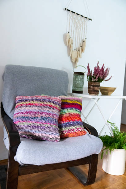 istock Colorful craft textile bedspread and pillow 1436725681