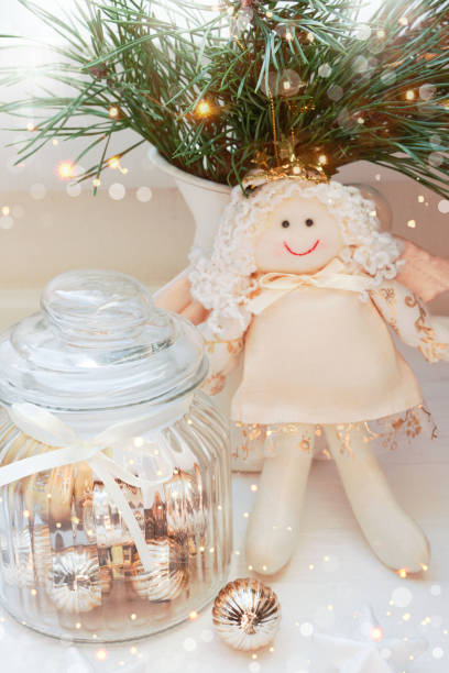 istock Winter, Christmas, New Year decorations composition, concept, background. Christmas greeting card. Christmas lights. Photo Frame, border. 1436731017