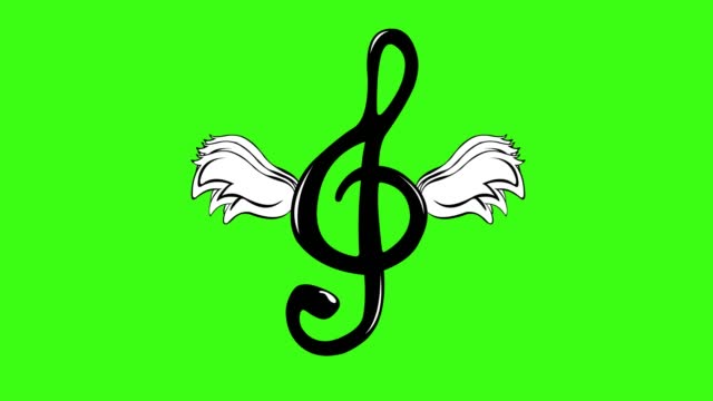 animation musical note treble clef wings