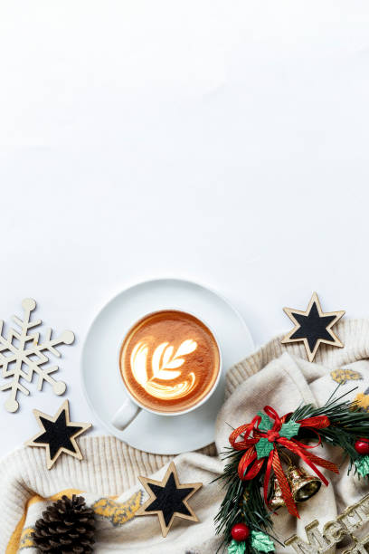 istock Christmas background with coffee cup, festive decorations, Christmas poster, website, greeting, coffee banner, Christmas and New Year banner design. Pictures for decorating a coffee shop on Christmas day 1436735151
