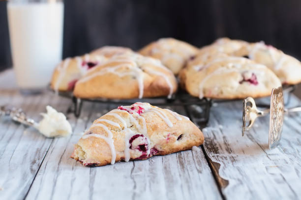 English Cranberry or Cherry Tea Scones with Milk