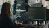 Database Programer Writing Source Code On Terminal Window With Html ...