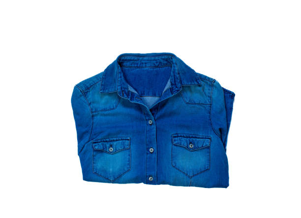 istock Blue folded denim women jacket isolated on white background 1436736934