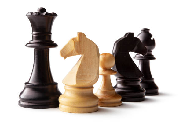 istock Chess: Queen, Bishop, Knight and Pawns Isolated on White Background 1436737346