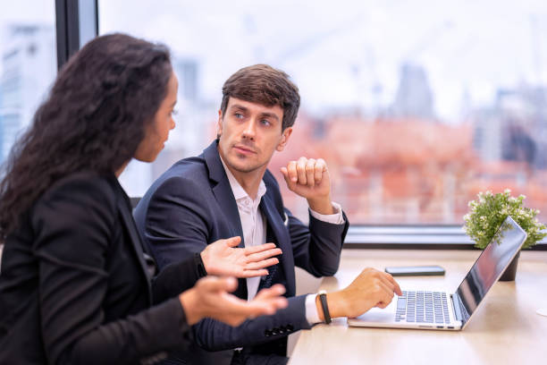 istock Staff employee sitting in work place 1436737362