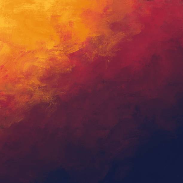 istock Oil painting abstract art background. Orange to purple gradient square template. Concept of night, flame, fire, heat and passion. Natural and dry textures. 1436741269
