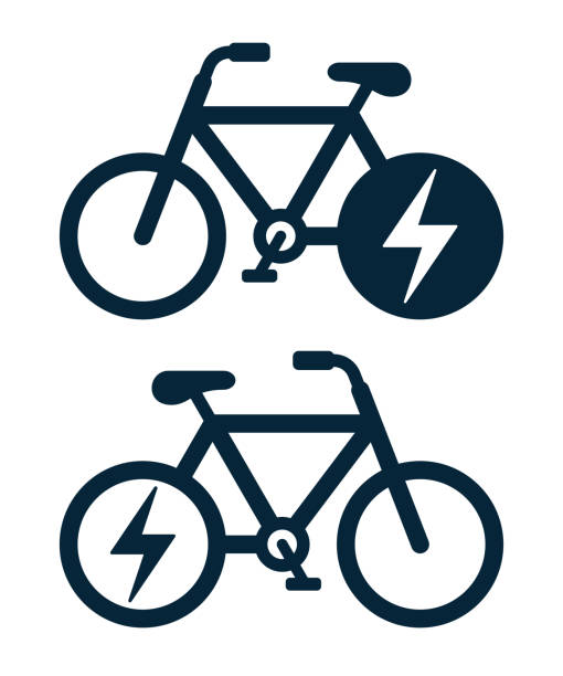 ilustrações, clipart, desenhos animados e ícones de conjunto de ícones vetoriais de uma bicicleta elétrica ou e-bike - human powered vehicle flash