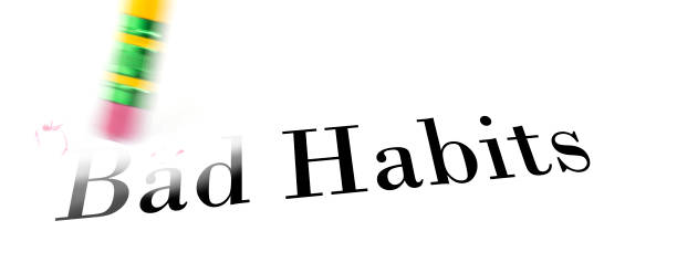 Person using a pencil eraser to erase the bad habits from their life so they can start new