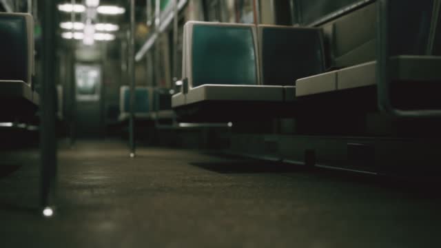 subway car in USA empty because of the coronavirus covid-19 epidemic