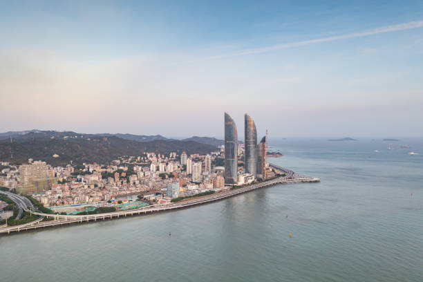 istock Seaside city buildings and skyline at twilight 1436750016