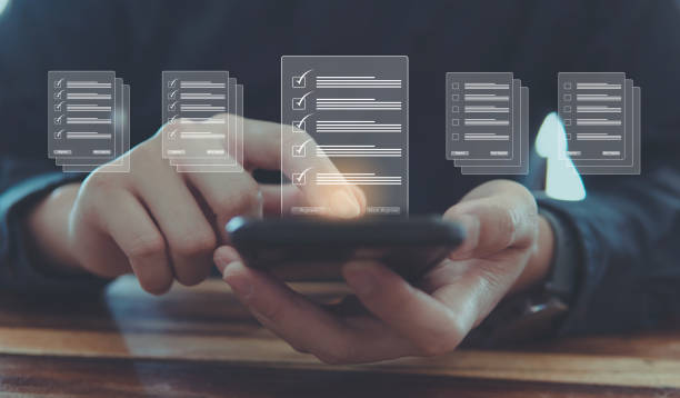istock concept of business people management data and document online, digital data and digital sign on application. 1436752776