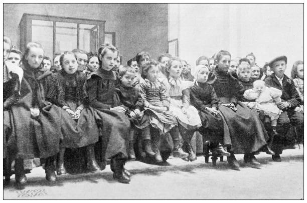 Antique image: Children waiting