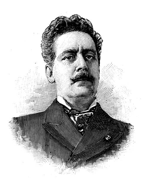 Antique image: Giacomo Puccini vector art illustration