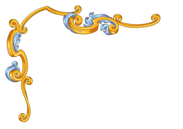 ilustrações de stock, clip art, desenhos animados e ícones de decorative floral corner in baroque style. classical curling plant. - corner arc frame swirl