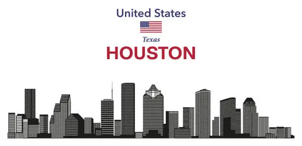 Vector illustration of Houston skyline silhouette vector illustration