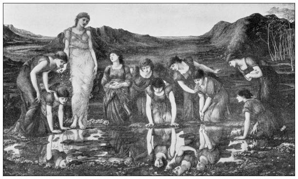 istock Antique image: Painting by Edward Burne-Jones, The mirror of Venus 1436756634