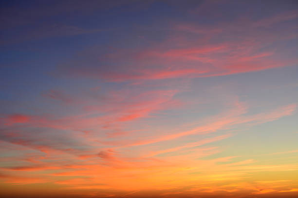 Lush colored clouds in the sky before sunset