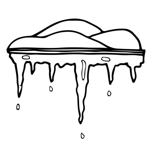 Vector illustration of Snow on the roof with icicles