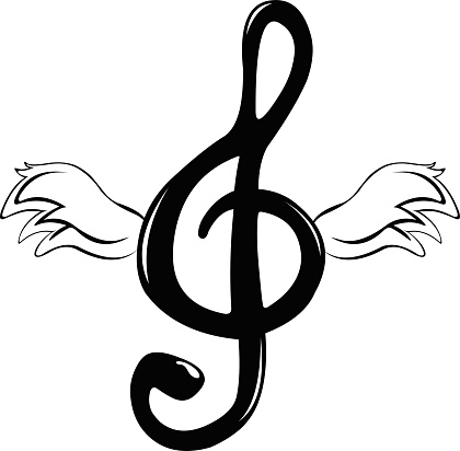 vector illustration winged treble clef musical note
