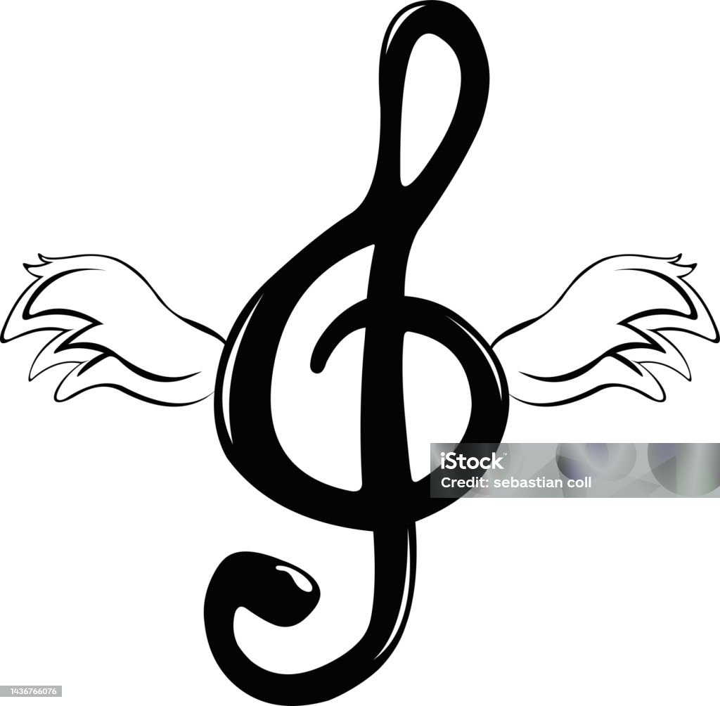 Wing Note Vector Musical Note Treble Clef Wings Stock Illustration - Download ...