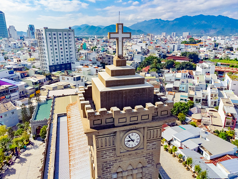 St. Mary's Cathedral in Nha Trang in Vietnam. Nha Trang Cathedral is a colonial–era building built in the 30s of the XX century. It is the main temple of the local Catholic community. Christ the King Cathedral. The cathedral was built by the French during the colonization of Vietnam.
