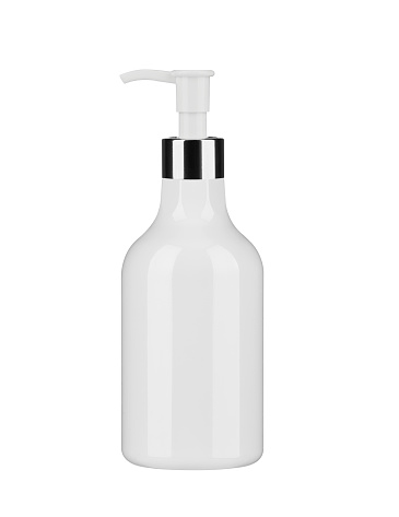 Blank plastic bottles on white background.