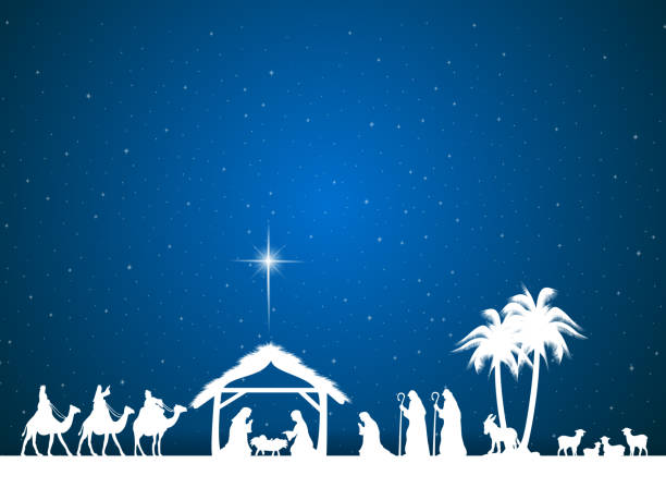 Three Wise Men Nativity Scene jesus christ birth stock illustrations