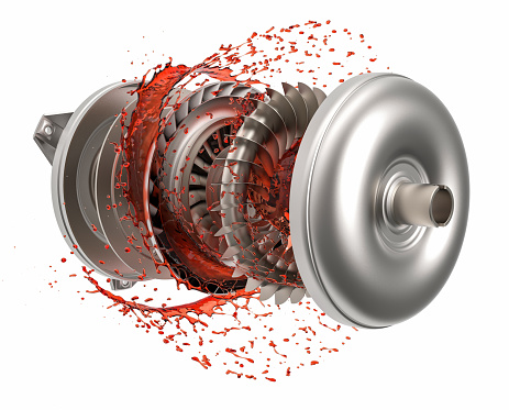 istock Car torque converter with oil transmission. Torque converter with oil. Oils for transmission gearbox. Turbine of an automatic transmission. 1436779034