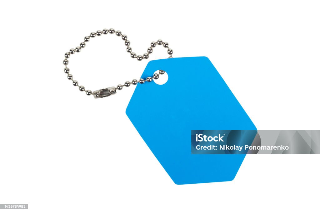 Blue Tag. Sign Blue Tag With Chain On Isolate White Background Stock Photo - Download ...