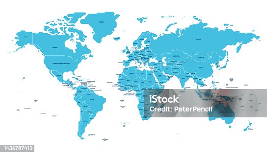istock World Map Geometric Abstract Stylized. Isolated on White Background. Vector Stock Illustration 1436787413