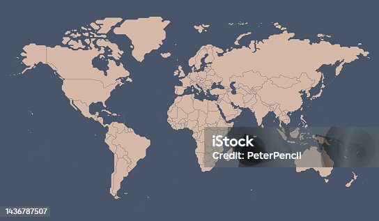 istock World Map Geometric Abstract Retro Stylized. Isolated Background. Vector Stock Illustration 1436787507