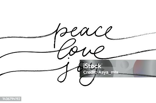 istock Peace Love Joy mono line lettering with swashes. 1436794192