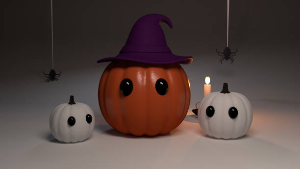 istock Halloween 3D illustration with cute Jack O' Lantern 1436794847