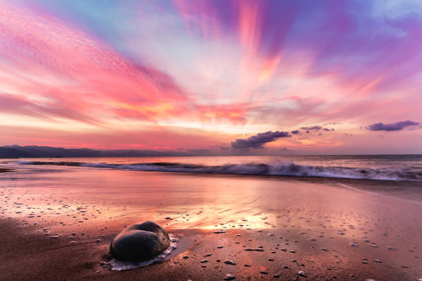 Ocean Sunset Nature Scenic Landscape Colorful Clouds High Resolution stock photo