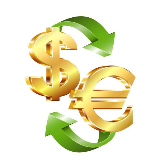 ユーロとドルの通貨記号の両替。お金の変換。 - coin euro symbol european union currency gold点のイラスト素材／クリップアート素材／マンガ素材／アイコン素材