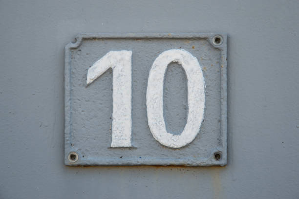istock Old retro cast iron plate number 10 1436798777