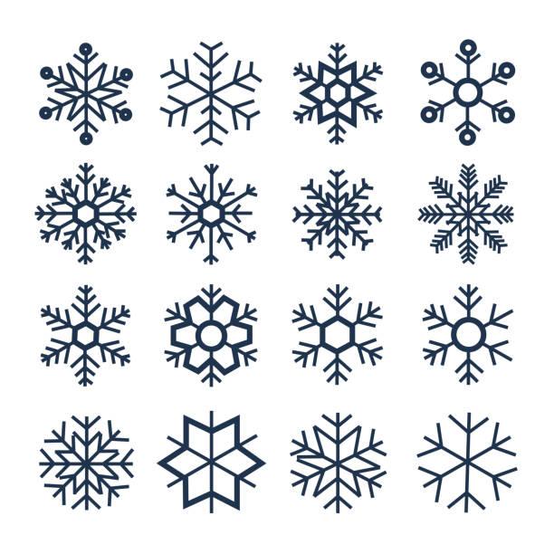 symbol płatka śniegu niebieska sylwetka wyizolowana na białym tle - snowflake stock illustrations