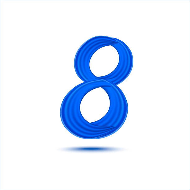 istock Number 8 of realistic blue paint brush strokes. Numbers isolated on a white background.  Number eight written smears by dark blue paint. Vector illustration EPS 10 1436807892