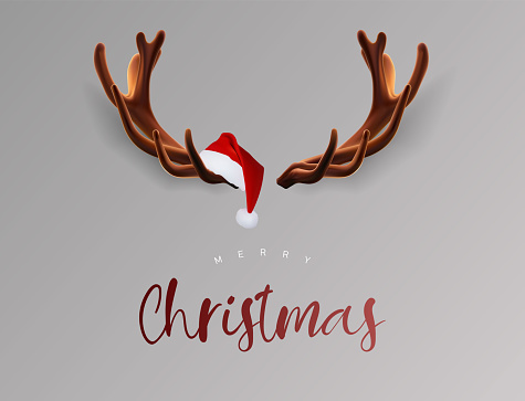 Deer in Santa hat 3D Illustration.