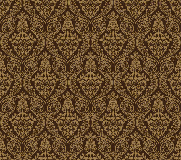 ilustrações, clipart, desenhos animados e ícones de padrão de tecido decorativo de luxo ouro e marrom damask luxuoso - brown silk satin backgrounds