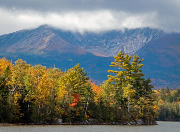 istock Baxter Peak view surrounded by moody clouds from Lake Katahdin, Maine, in early fall 1436826813