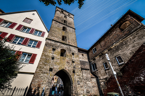 Famous historic buildings at the old town of Kempten im Allgau